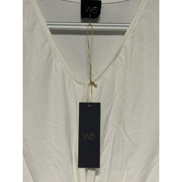 W5 Anthropologie‎ White Twist Front Lace Puff Sleeve Top Women's Medium Sample - Picture 6 of 9